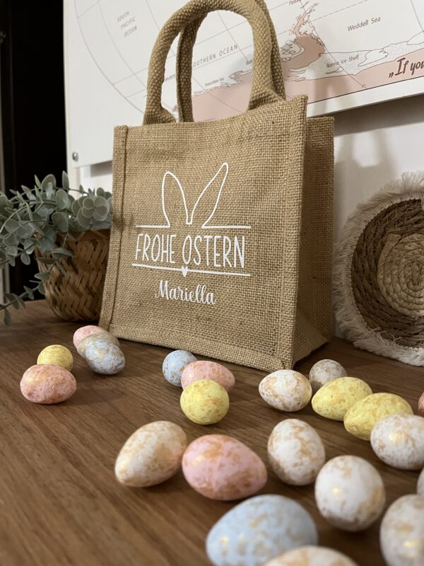 Jutetasche Ostern mit Ostereier