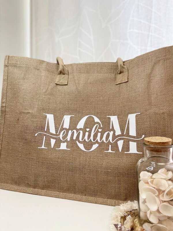 Jute Shopper MOM weiß